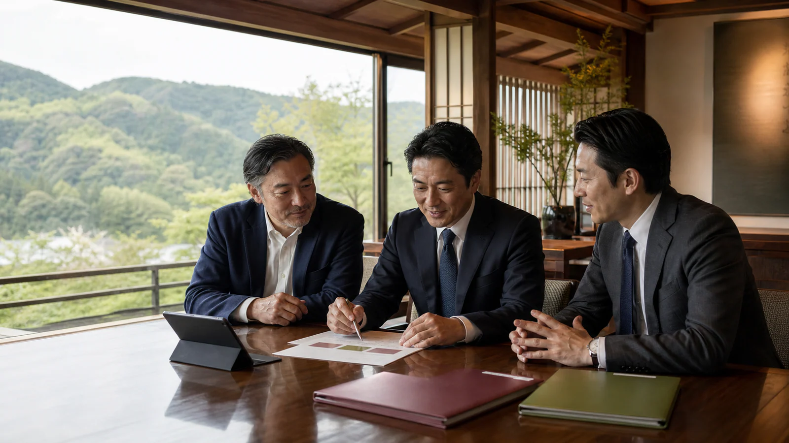 飲食店株式交換M&A事例で現金取得と株式交換の二つの条件を検討する担当者