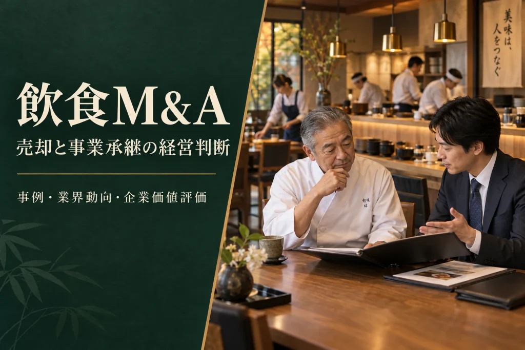 飲食M&Aの売却と事業承継を検討する飲食店オーナーとアドバイザーのイメージ